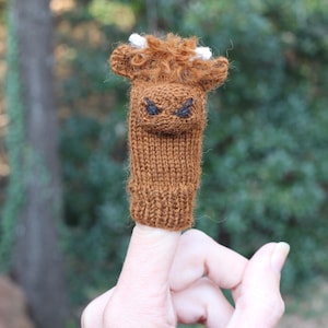 Highland Calf Knit Wool Finger Puppet
