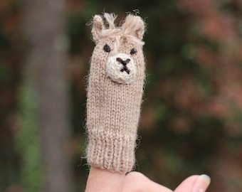 Llama Knit Wool Finger Puppet