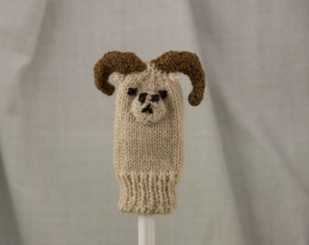 Dall Sheep Knit Wool Finger Puppet