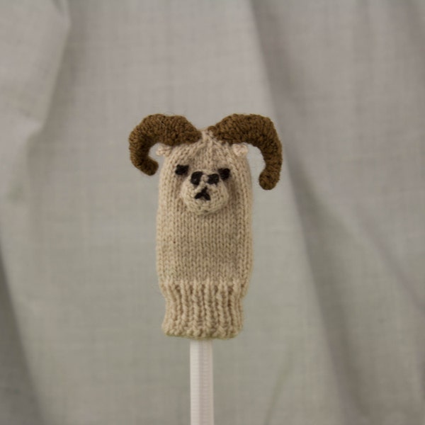 Dall Sheep Knit Wool Finger Puppet