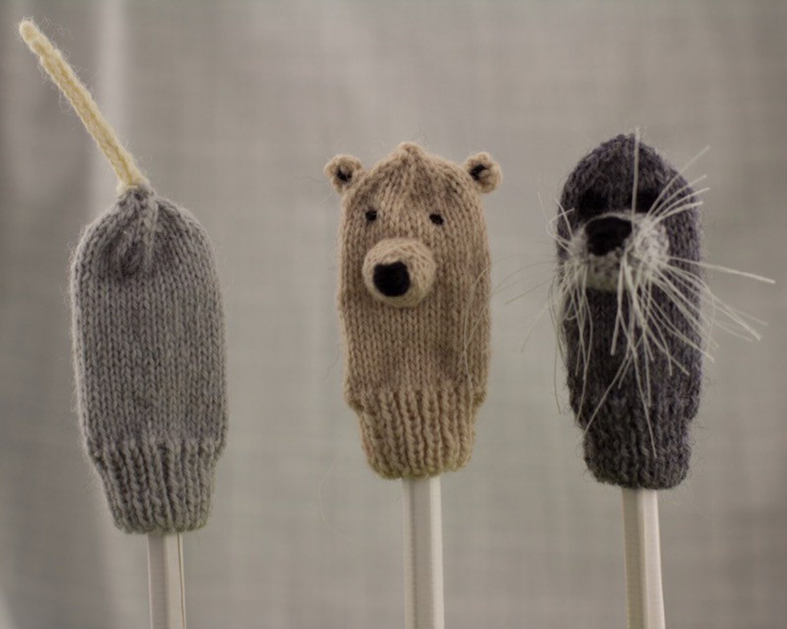 Polar Bear Finger Puppet Handknit Wool | Etsy