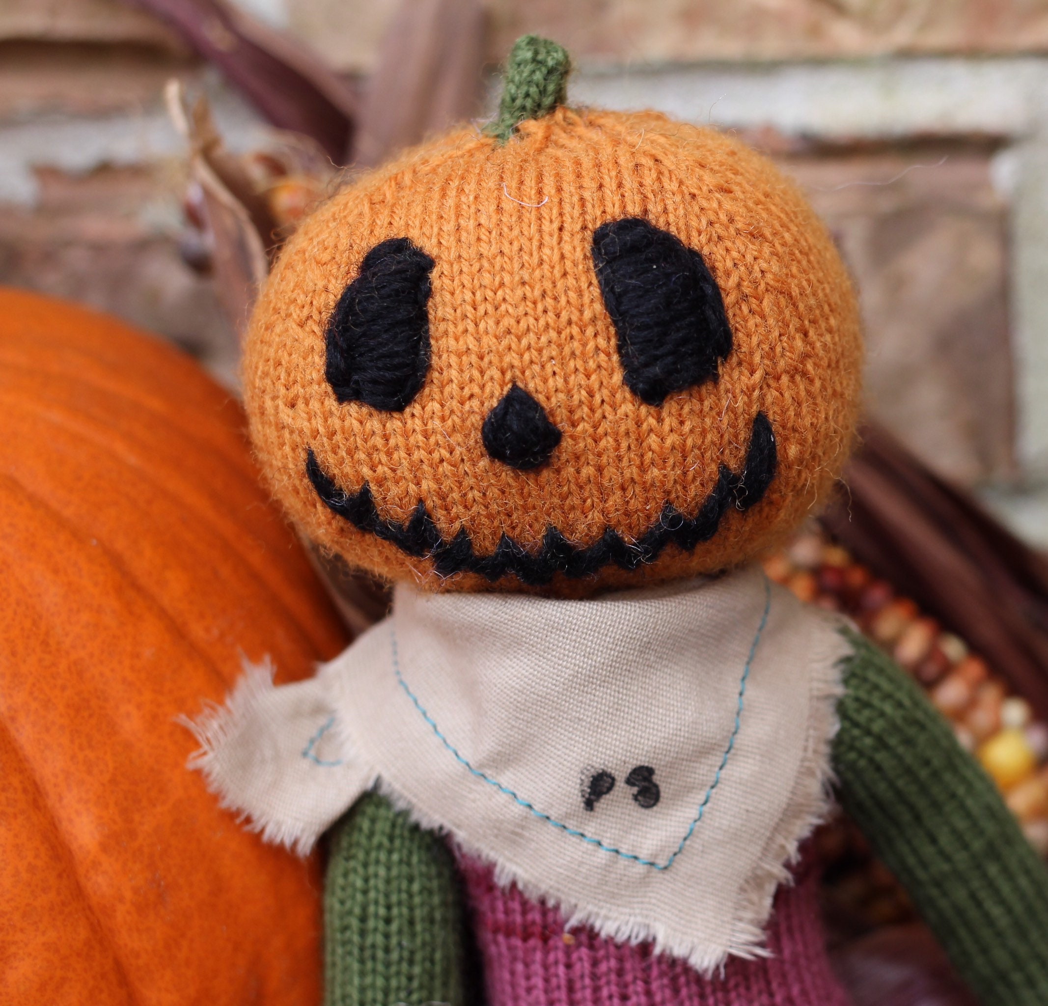 Pumpkin Head Doll Handknit Wool | Etsy