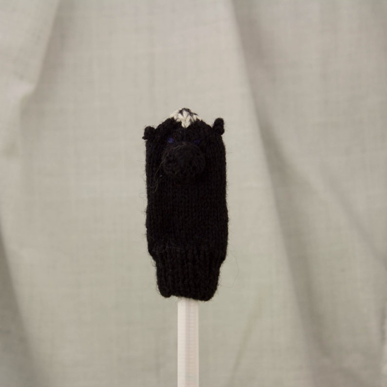 Skunk Knit Wool Finger Puppet