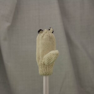 Arctic Fox Knit Wool Finger Puppet image 2