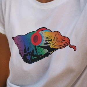 Rainbow Komodo Dragon Rave Music Festival Raver DJ EDM Gift T-Shirt