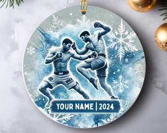 MMA Boxing Personalized Christmas Ornament, Holiday Gift, Custom Name Xmas Decoration, Mixed Martial Arts Ornament, Boxing Fan