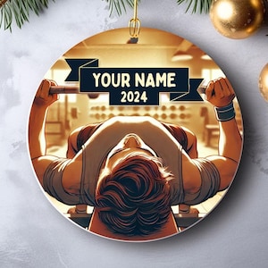 Personalized Weightlifting Ceramic Ornament, Christmas Tree Decor, Holiday Gift, Gym Lover Gift, Fitness Ornament, Weightlifting Gift