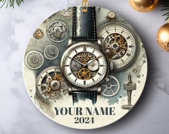 Horologist Ceramic Ornament, Watch Collectors Holiday Gift