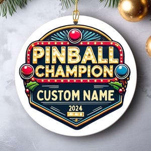 Pinball Machine Christmas Ornament, Personalized Arcade Games Player Gift, Holiday Retro Gaming Decor, Pinball Lover&#39;s Collectible, Ceramic