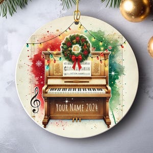 Personalized Pianist Christmas Ceramic Ornament, Grand Piano Player Gift, Musician Holiday Decoration, Custom Music Ornament, Music Lover