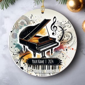 Personalized Pianist Christmas Ceramic Ornament, Grand Piano Player Gift, Musician Holiday Decoration, Custom Music Ornament, Music Lover