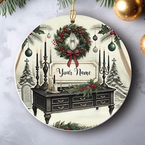 Adorno navideño de cerámica personalizado de funerario, regalo para director de funeraria, decoración para funeraria, recuerdo de homenaje personalizado, árbol de Navidad único