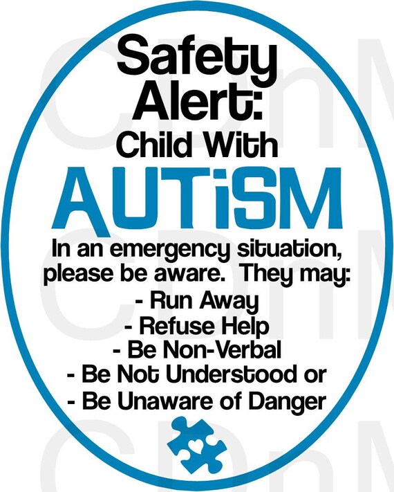 Autism Alert Emergency Window Decal Child Awareness Sticker Etsy