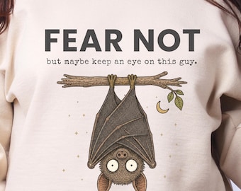 Funny Christian Halloween Sweatshirt, Fear Not Bat Crewneck, Isaiah 41:10 Faith Pullover, Christian Fall Gift for Men Women, Funny Bat Gift