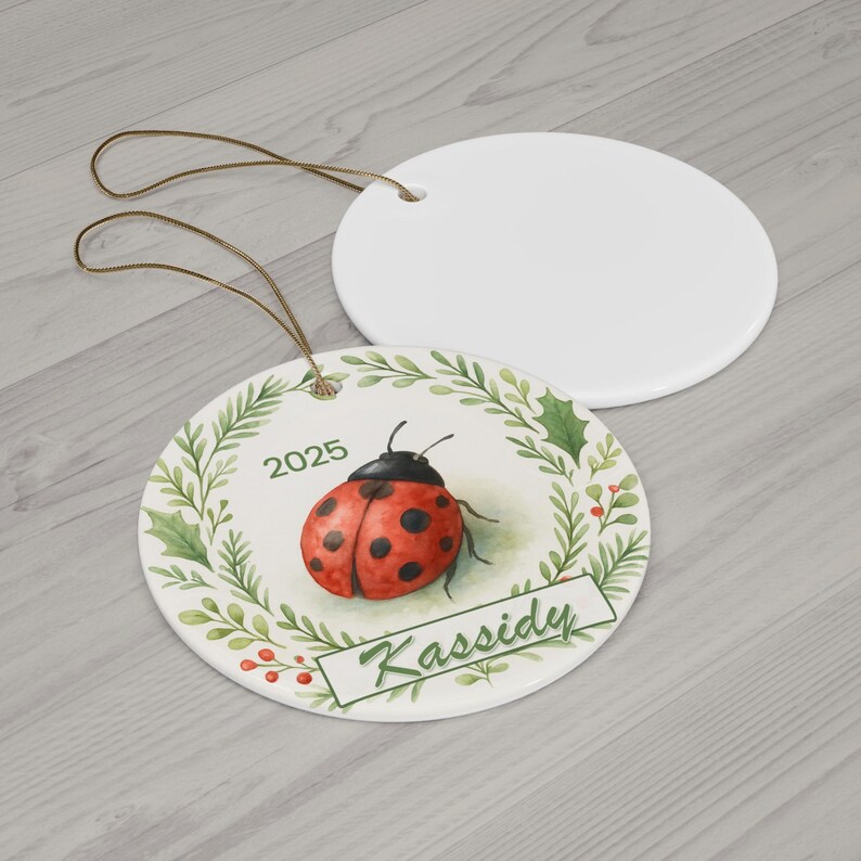 Copy of Ladybug Wreath 2025 Christmas Ornament Personalized Lady Bug