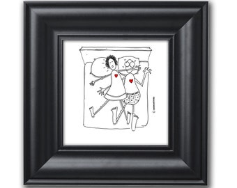 Cartoon Couple Sleeping In Bed Cute Love Illustrations Funny