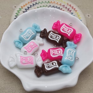 6/20 pieces plastic milk candy pendant charm , resin handmade craft jewelry making DIY finding necklace earring decoration accessory XP0701