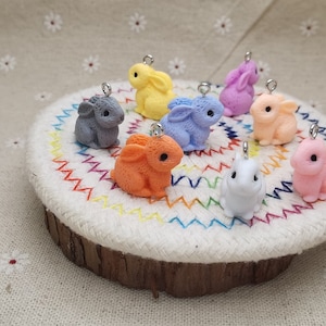 6/20 pieces plastic rabbit bunny hare pendant charm , resin handmade jewelry making DIY finding necklace earring decoration accessory XP0706