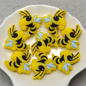 Silicone Bead Honeybee Honey Bee Hornet Focal Bead for Pen Bracelet Necklace Keychain Lanyard , Silicone Bead Bulk DIY Charm Finding XS1375