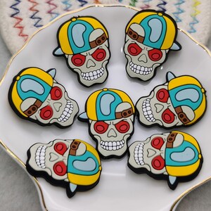 Silicone Bead Halloween Skull Skeleton Focal Bead for Pen Bracelet Necklace Keychain Lanyard , Silicone Bead Bulk DIY Charm Finding XS0183