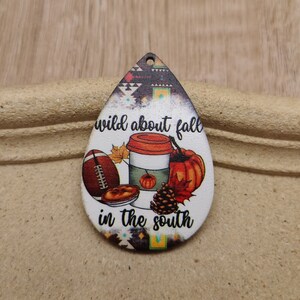 6/20/100 pcs Autumn Thanksgiving Teardrop Wooden Pendant , Printed Painted Wood Craft Natural Wood Cutout Earring Dangle Drop Charm , XW0155