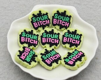 Miçanga de silicone Sour Bitch, pingente para artesanato, caneta decorativa XS2668