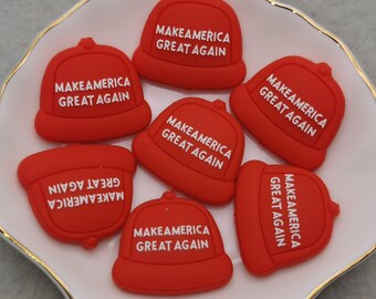 Silicone Bead Make America Great Again MAGA Hat Cap Focal Bead for Pen Bracelet Necklace Keychain Lanyard Silicone DIY Charm Finding XS0288