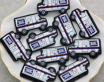 Silicone Bead Postal Mail Truck Focal Bead for Pen Bracelet Necklace Keychain Lanyard , Silicone Bead Wholesale DIY Charm Finding XS0231