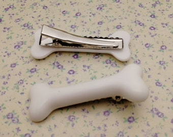 Weiße Hundeknochen-Haarspangen, 2 Stück | Punkige Deko-Spangen Für Frauen | Niedliches Haarband-Accessoire