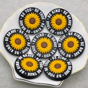 Perlina in silicone Be True Be Kind Be Brave Be You Focal Bead per penna, braccialetto, collana, portachiavi, cordino, ciondolo a forma di fiore di girasole XS0754