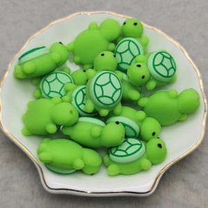 Silikonpärla Havssköldpadda Sköldpadda Focal Pärla för Pennarmband Halsband Nyckelring Snodd, Silikonpärla Partihandel DIY Berlockfynd XS0841