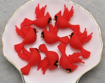 Perlina in silicone 3D a forma di cardinale settentrionale rosso, elemento centrale per ciondolo fai da te XS0631