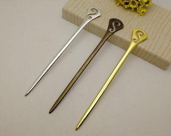2 / 10 pieces , metal rune symbol hair fork pin stick pick hairpin headband , antique bronze silver gold color bookmark finding charm XM0591