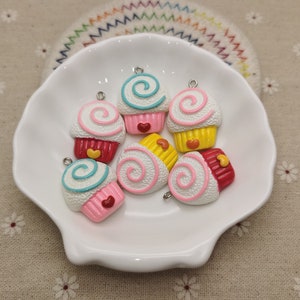 6/20 Stück Kunststoff Eistüte Anhänger Charme, Harz handgefertigt Schmuck machen DIY finden Halskette Ohrring Dekoration Zubehör, EXP0509