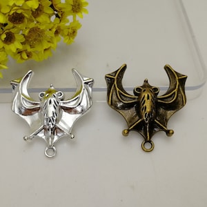 6/20 Pieces Metal bat wing Pendant Necklace Earring Keychain Charm , Handmade Jewelry Making DIY Finding Antique Bronze Silver Color XM0096