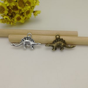 10/50 pièces métal dinosaure tricératops pendentif collier boucle d&#39;oreille porte-clés charme bijoux faits main trouver bronze antique couleur argent XM0743
