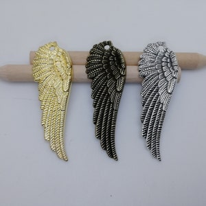6/20 Pieces Metal wing feather Pendant Necklace Earring Keychain Charm Handmade Jewelry DIY Finding Antique Bronze Silver Gold Color XM0257