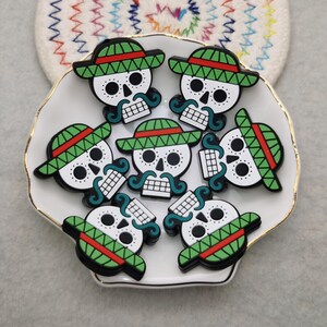 Silicone Bead Halloween Skull Skeleton Focal Bead for Pen Bracelet Necklace Keychain Lanyard , Silicone Bead Bulk DIY Charm Finding XS0182