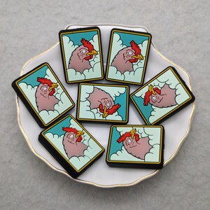 Perle en silicone pour carte de tarot, coq, poulet, poussin, perle focale pour stylo, bracelet, collier, porte-clés, lanière, breloque en perle de silicone, trouvaille XS0229