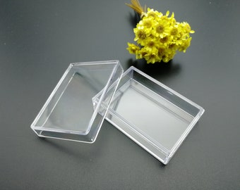 6/20 pieces 56x40x20 mm rectangle shape clear PS plastic box , jewelry bead tool wedding party gift display storage acrylic resin box XB0058