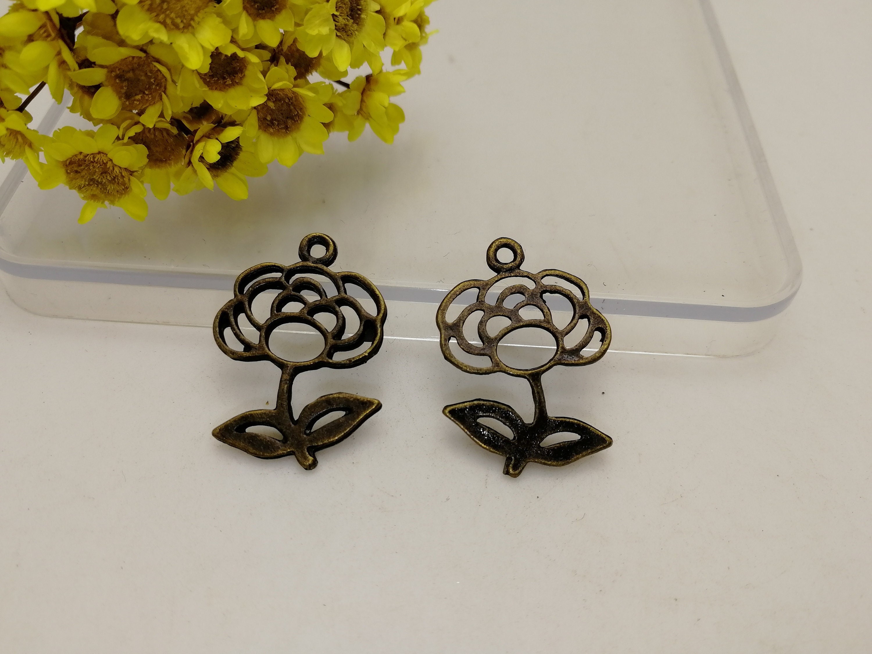 20/100 Piece Metal Flower Floral Blossom Pendant Necklace Earring