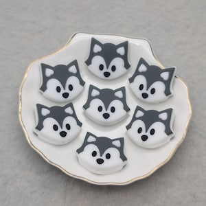 Perlina in silicone a forma di cane, lupo e volpe, per portachiavi, braccialetti, collane, cordini, perline in silicone all'ingrosso, per trovare ciondoli fai da te XS1242