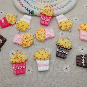 6/20 pieces plastic popcorn pendant charm , resin handmade craft jewelry making DIY finding necklace earring decoration accessory , XP0245