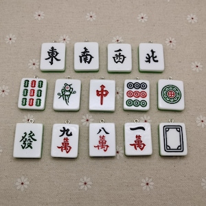 6/20 pieces plastic mahjong pendant charm , resin handmade craft jewelry making DIY finding necklace earring decoration accessory , XP0999
