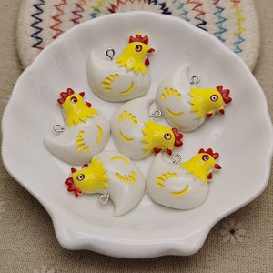 6/20 pieces plastic chicken chick pendant charm , resin handmade jewelry making DIY finding necklace earring decoration accessory , XP1132
