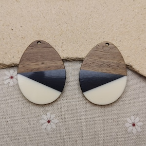 2/10/50 piezas Componentes de pendientes de madera y resina Boho Charm, Lágrima de plástico Forma de lágrima Pendiente colgante Gota DIY Encontrar colgante XW8009