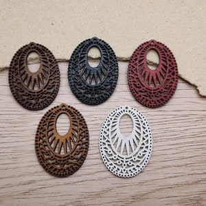 6/20/100 pcs Teardrop Shape Natural Wooden Pendant , Unfinished Wood Cutout Earring Dangle Drop Charm Painted Dyed Stained Filigree , XW0013