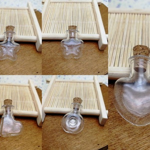 2/10 pieces clear small mini glass bottle with cork , transparent glass jar vial wedding wish bottle pendant charm , 5 shapes option XB0017