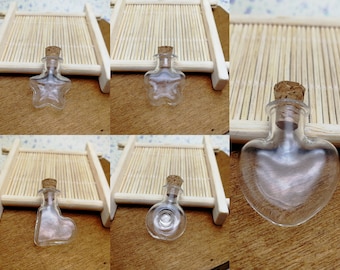 2/10 piezas de mini botella de vidrio pequeña transparente con corcho, frasco de vidrio transparente vial botella de deseo de boda colgante encanto, opción de 5 formas XB0017