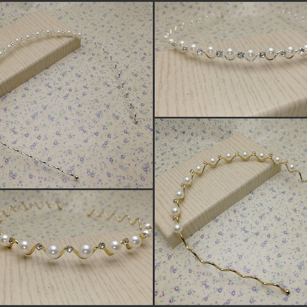 2/10 pieces faux pearl crystal headband , bridal wedding bridesmaid diamante tiara swarovski hair head band barrette jewelry hairband XH0008